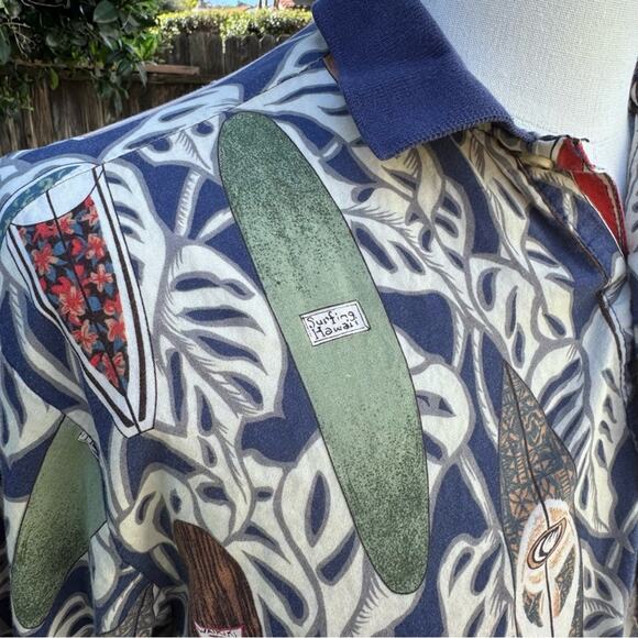 Kalaheo Hawaiian Surfboard Polo Blue Shirt Men's Size Medium *Flaws* - Picture 4 of 14